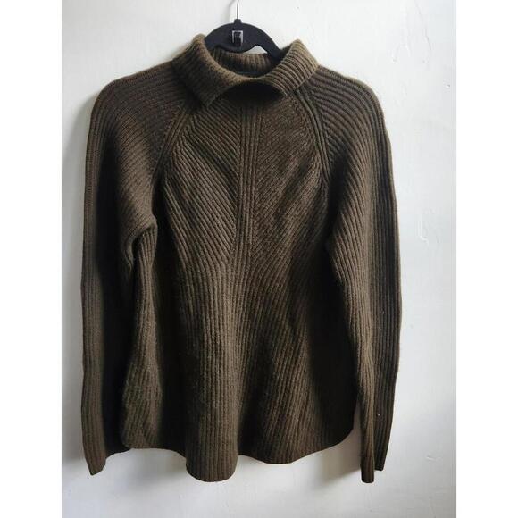 Theory Sweater Womens Small Brown 100% Cashmere Moving Rib Turtleneck Pullover - Picture 2 of 7